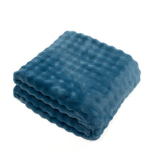 Load image into Gallery viewer, Casa Rosso Bubble Flannel Throw Blue Sapphire 127X152CM - 655121
