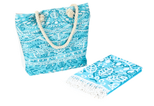 Load image into Gallery viewer, Beach Bag and Towel With Fringe Set Blue Mandala - 662100
