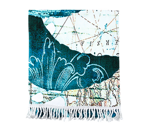 Jumbo Beach Towel With Fringe Blue Turtle 100X200CM - 662103