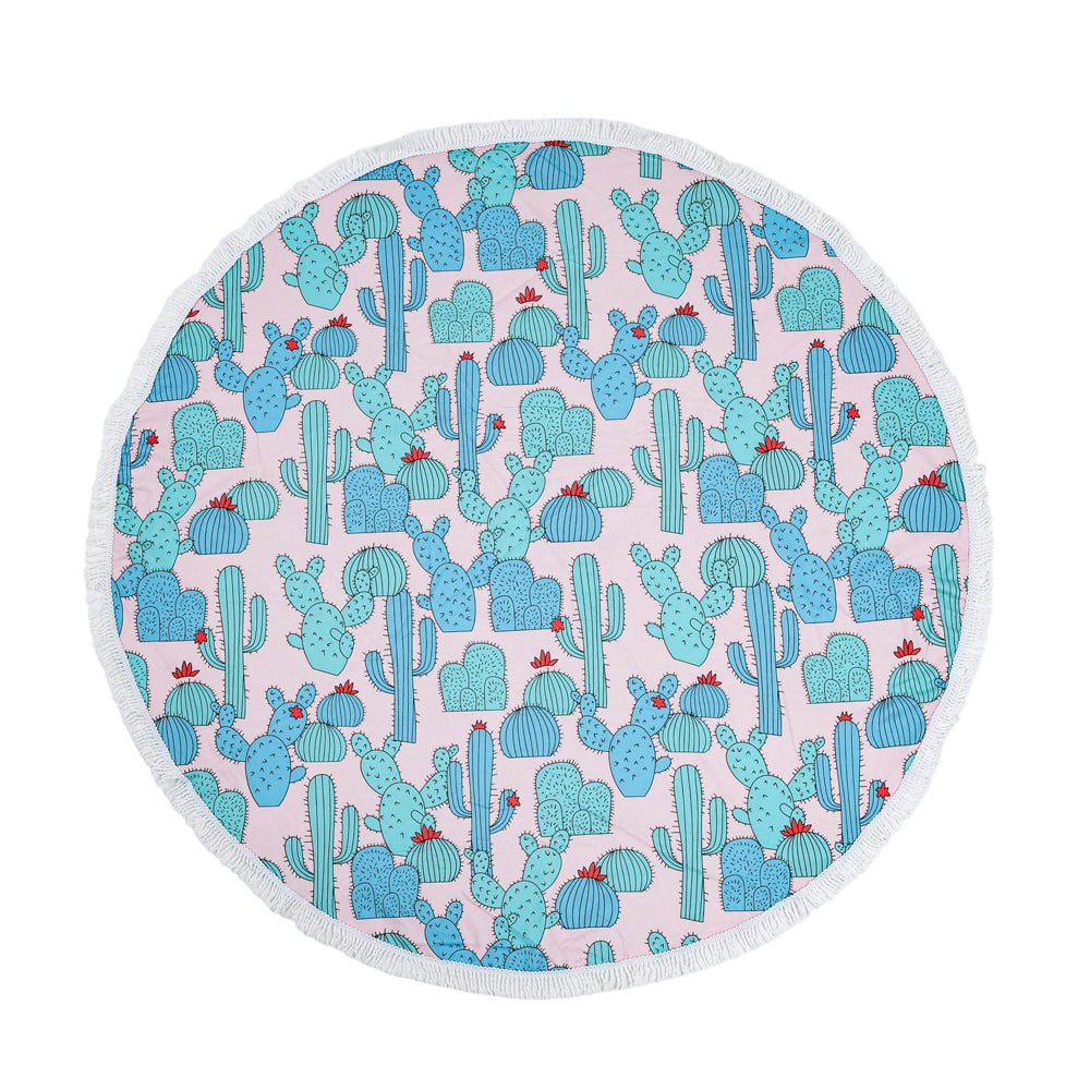 Round Towel Microfibre 150CM with Beach Bag Cacti - 662118