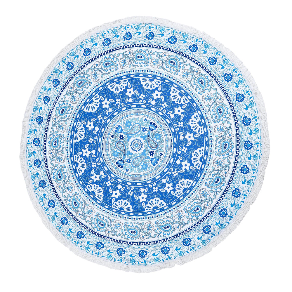 Round Towel Microfibre 150CM with Beach Bag Blue Mandala - 662122