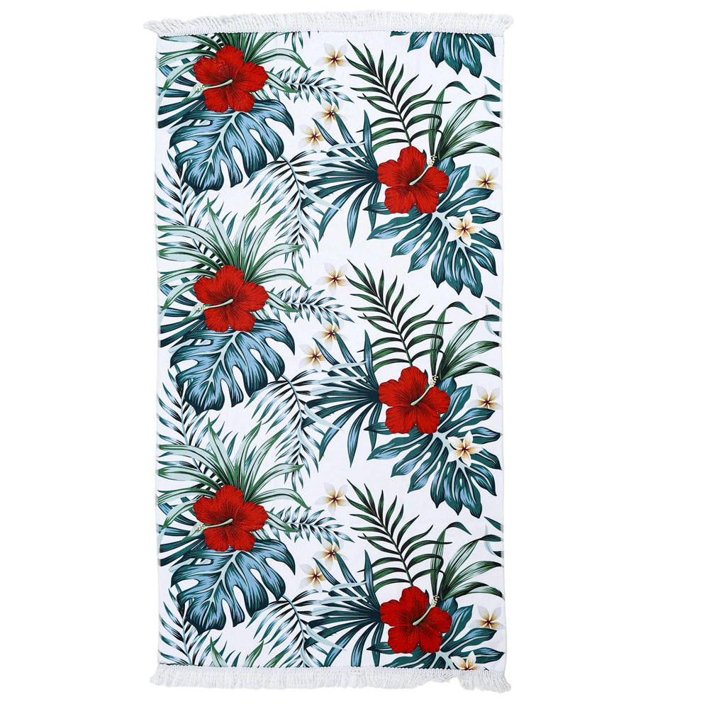 Beach Bag and Towel With Fringe Set Red Hibiscus - 662125