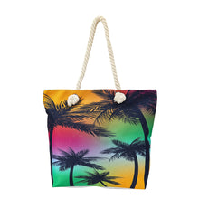 Load image into Gallery viewer, Beach Bag and Towel With Fringe Set Palm Sunset - 662128
