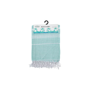 Beach Towel with Turkish Fringe Stripe Mint 90X180CM - 662131