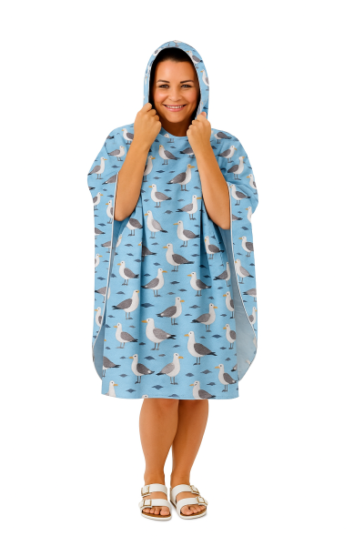 CR Hoodie Towel Plus Hood Sky Blue Seagull 90X120CM - 662134