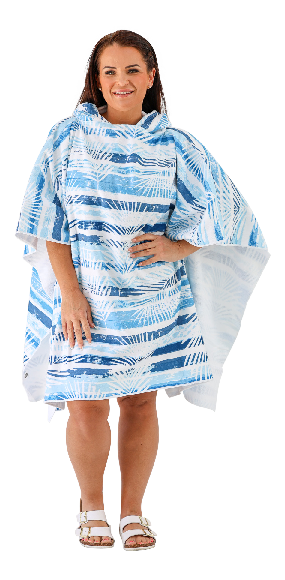 CR Hoodie Towel Plus Hood Blue Palm Stripe 90X120CM - 662138