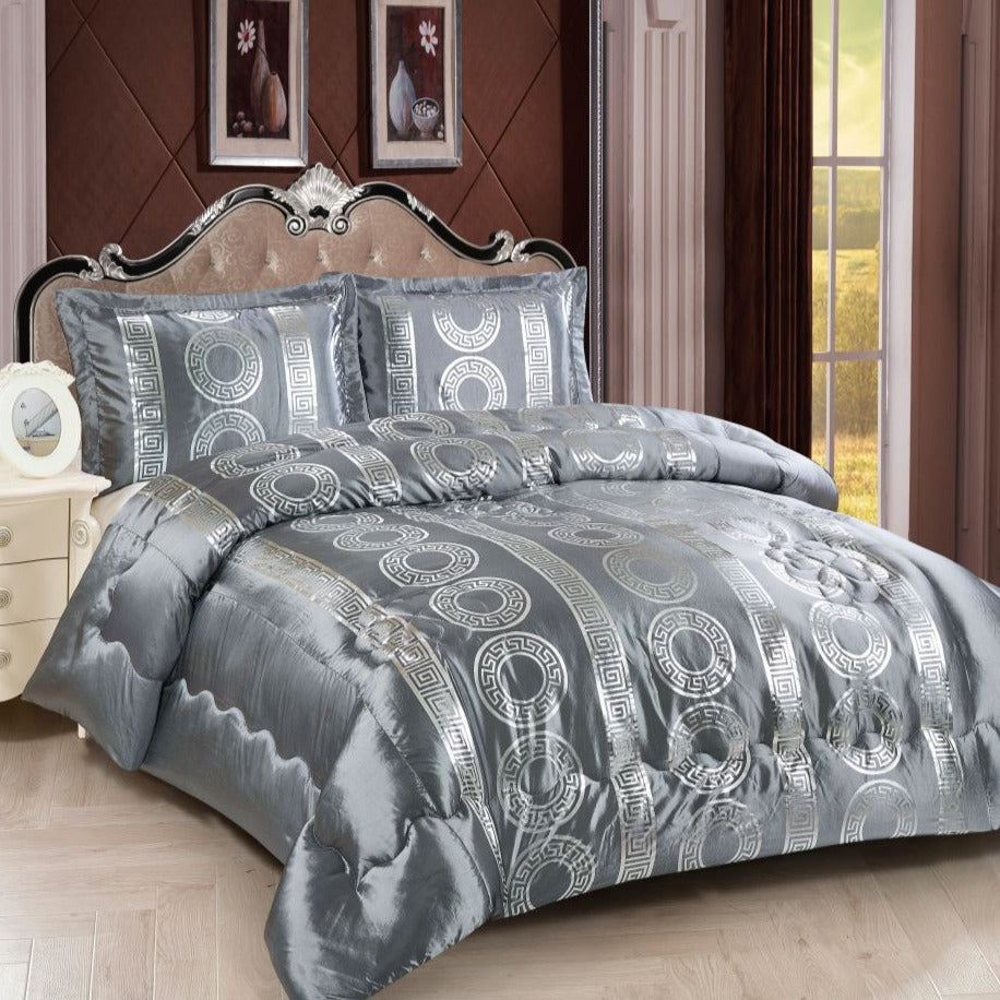 Casa Rosso Comforter Set Cal-King Silver Coin 260X280CM - 664054