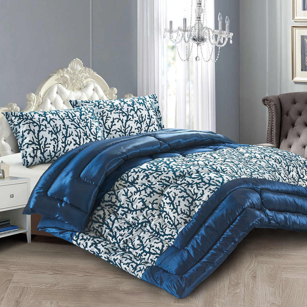 Casa Rosso ST Comforter Set Cal-King Blue Coral 260x280CM - 664055