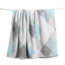 Load image into Gallery viewer, Casa Rosso Sherpa Check Blanket KB Winter Blue 220X240CM - 664217
