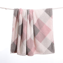 Load image into Gallery viewer, Casa Rosso Sherpa Check Blanket KB Soft Pink 220X240CM - 664218
