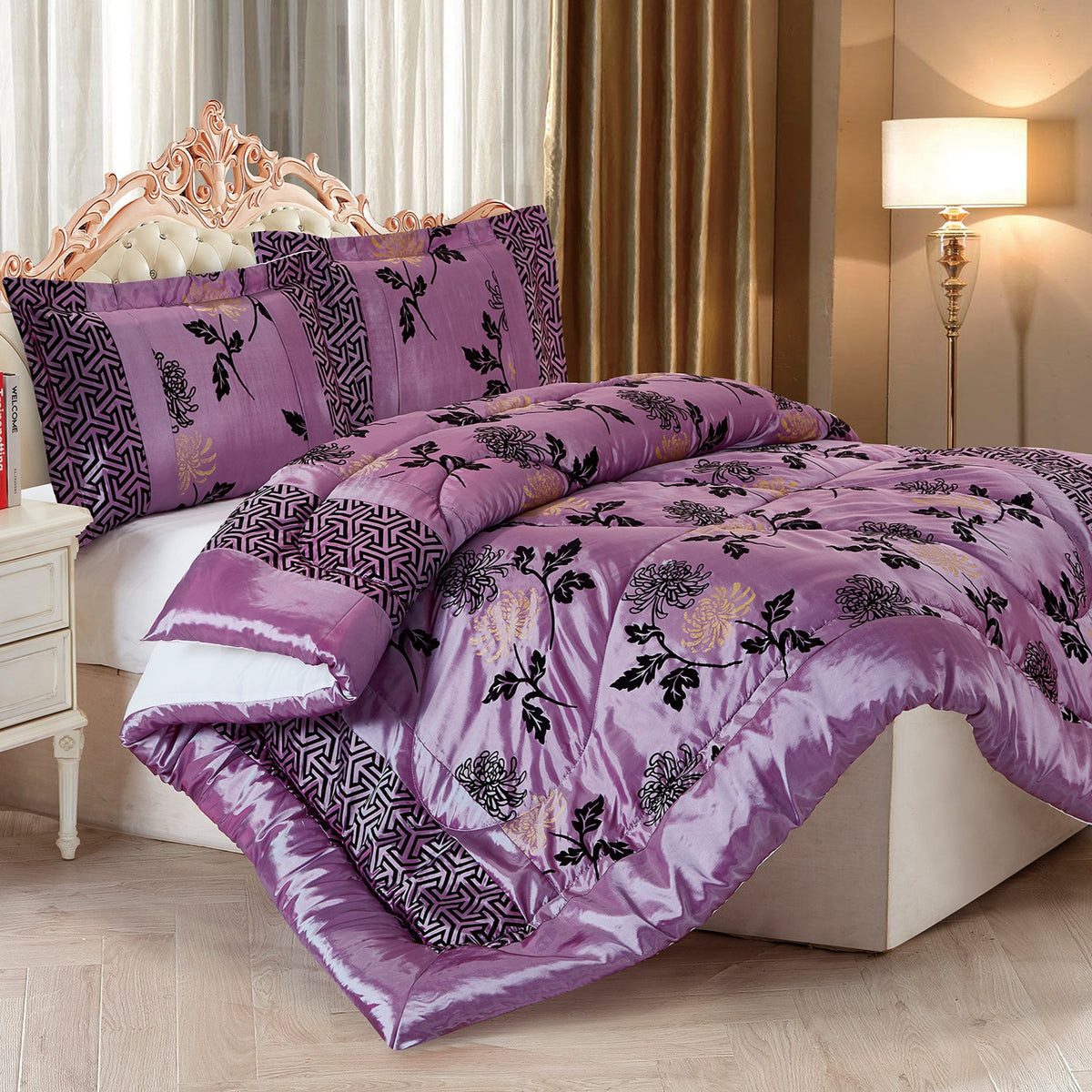 Mauve queen comforter deals set