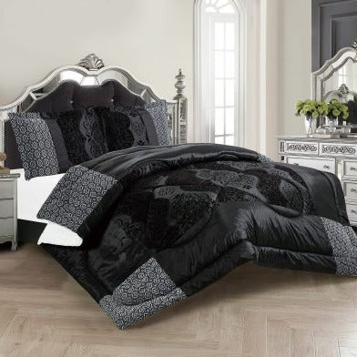 Casa Rosso ST Comforter Set Queen Black Flock 230x250CM - 664172