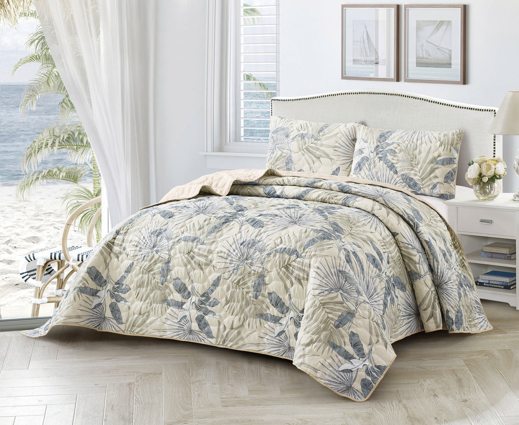 Casa Rosso Pinsonic Bedspread KB Grey Palm 235X265CM - 664258