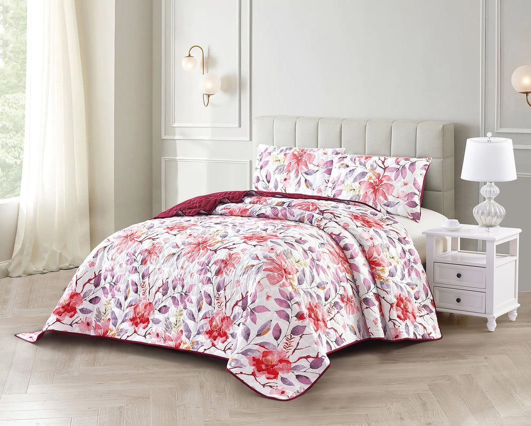 Casa Rosso Pinsonic Bedspread KB Pink Florage 235X265CM - 664431