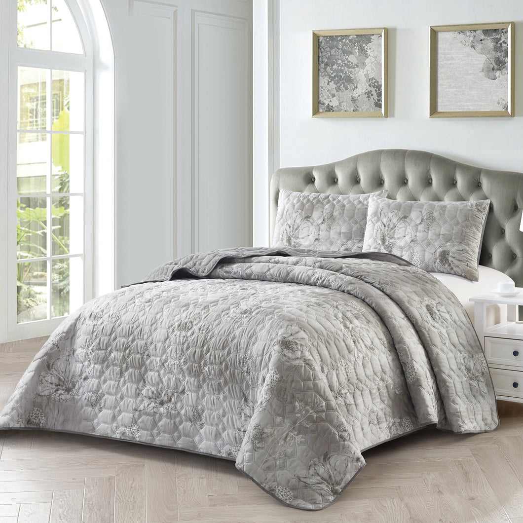 Casa Rosso Pinsonic Bedspread KB Silver Flower 235X265CM - 664432