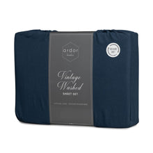 Load image into Gallery viewer, Ardor Boudoir Vintage Washed Sheet Set DB Navy - 664466
