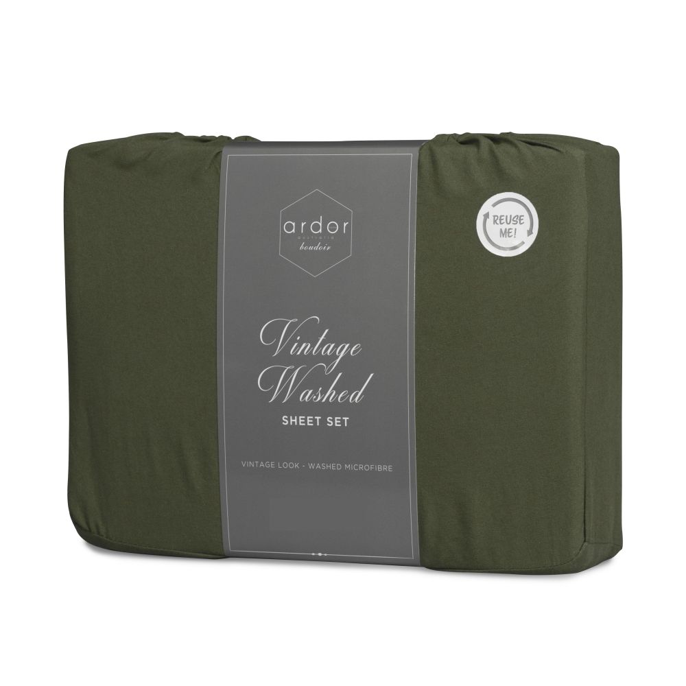 Ardor Boudoir Vintage Washed Sheet Set DB Khaki - 664470