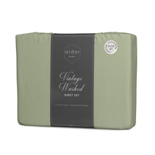 Load image into Gallery viewer, Ardor Boudoir Vintage Washed Sheet Set KB Sage - 664487
