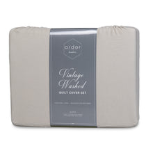 Load image into Gallery viewer, Ardor Boudoir Vintage Washed Quilt Cover Set QB Grey - 664491
