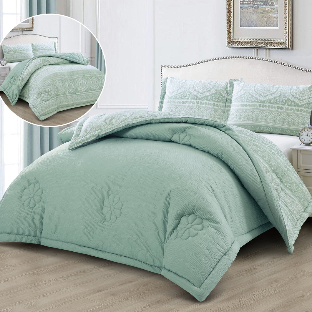 Casa Rosso Comforter Set Cal-King Sophia Green 260X280CM - 664531