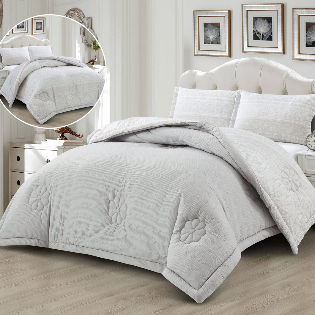 Casa Rosso Comforter Set Queen Sophia Silver 230X250CM - 664532