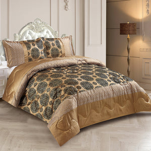 Casa Rosso Comforter Set Gold Fleur Queen 230X250CM - 664613