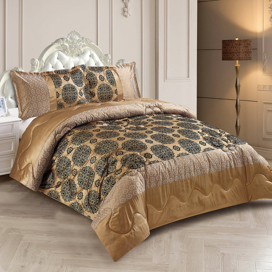 Casa Rosso Comforter Set Gold Fleur Cal-King 260X280CM - 664617