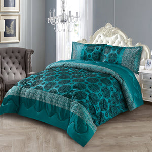 Casa Rosso ST Comforter Set Cal-King Deep Lake 260x280CM - 664619