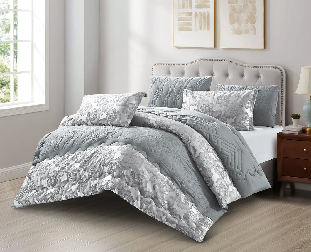 Casa Rosso Lux Comforter Set QB Embossed Baby Charcoal 230X250CM - 664616