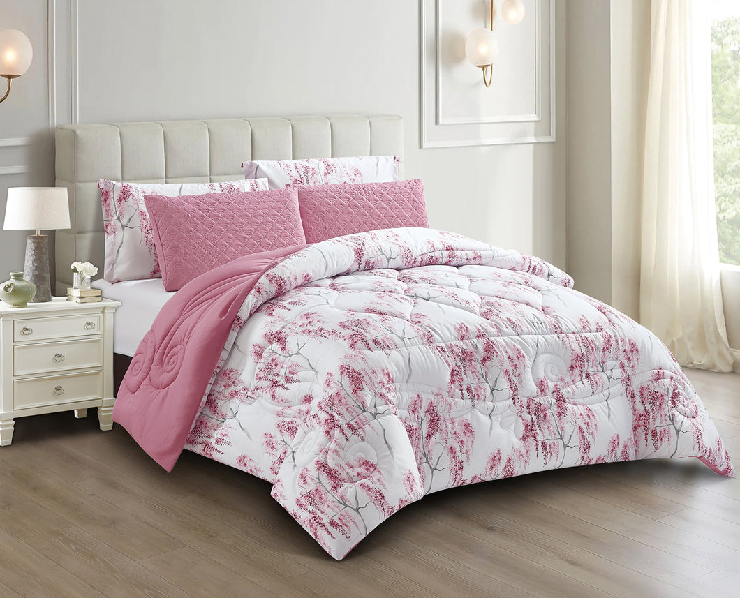 Casa Rosso Lux Comforter Set Cal-King Pink Wisteria 260X280CM - 664633
