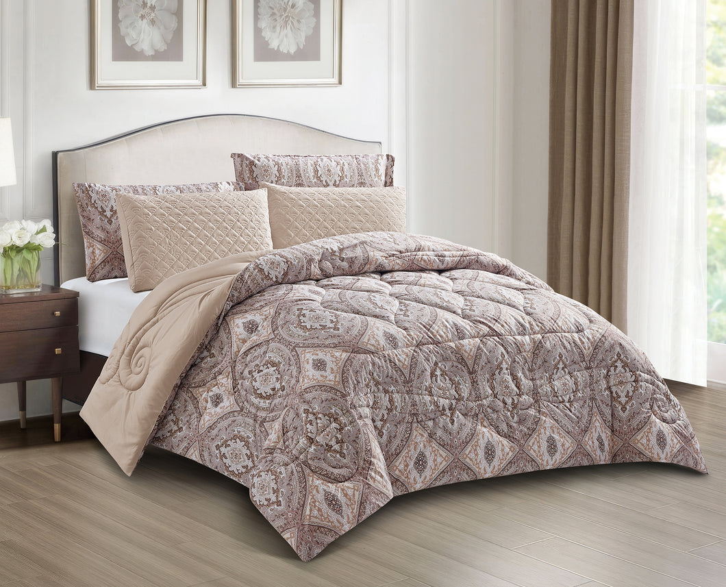 Casa Rosso Lux Comforter Set Cal-King Coffee Paisley 260X280CM - 664636