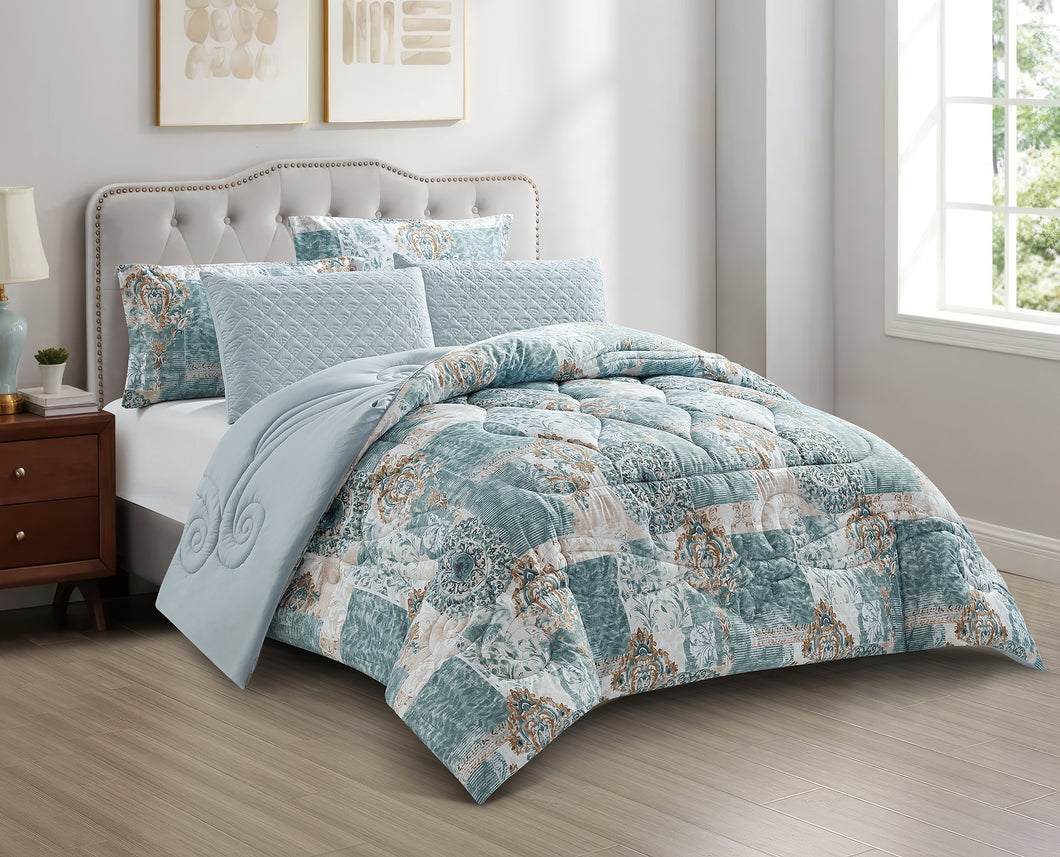 Casa Rosso Lux Comforter Set Cal-King Seaspray Melange 260X280CM - 664656