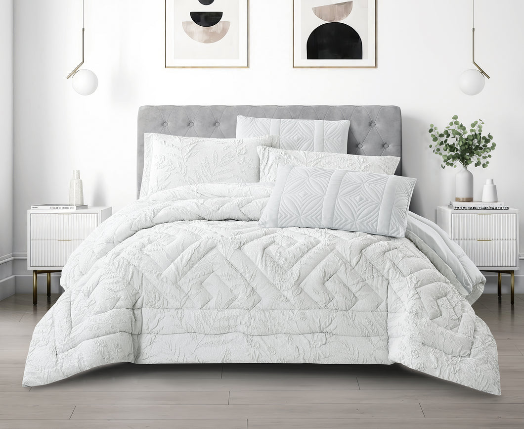 Casa Rosso Lux Comforter Set QB Silver Leaves Chevron 230X250CM - 664657