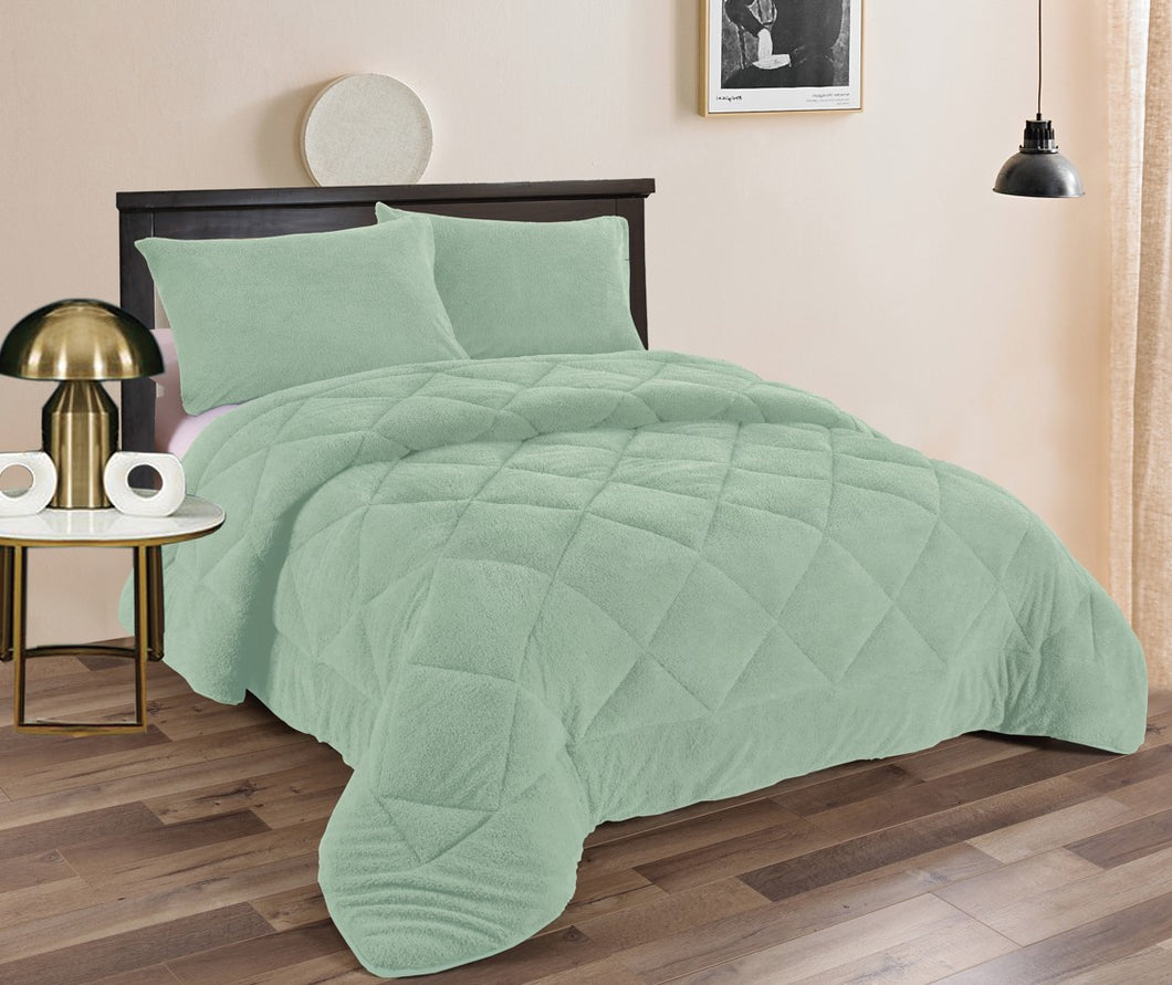 Casa Rosso Teddy Fleece Comforter QB Sage 220X220CM - 664677