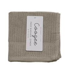 Load image into Gallery viewer, Ribbed Face Washer Charcoal 2PK 33X33CM - 733928
