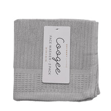Load image into Gallery viewer, Ribbed Face Washer Silver 2PK 33X33CM - 733929
