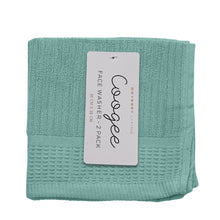 Load image into Gallery viewer, Ribbed Face Washer Teal 2PK 33X33CM - 733931
