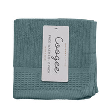 Load image into Gallery viewer, Ribbed Face Washer Navy 2PK 33X33CM - 733932
