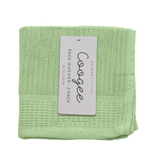 Load image into Gallery viewer, Ribbed Face Washer Sage 2PK 33X33CM - 733934
