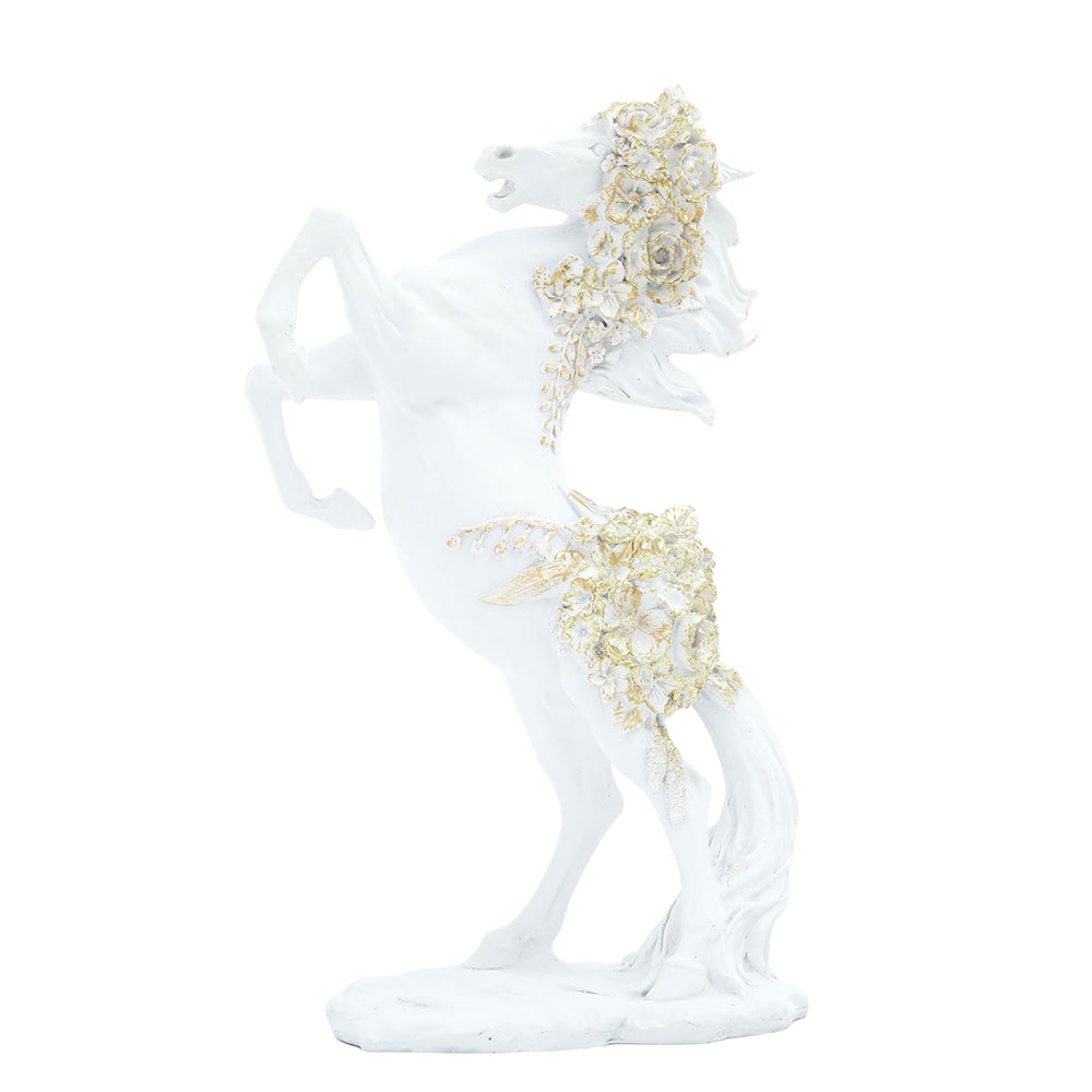 Horse Rearing White/Gold Boho 41X14X40CM - 900644