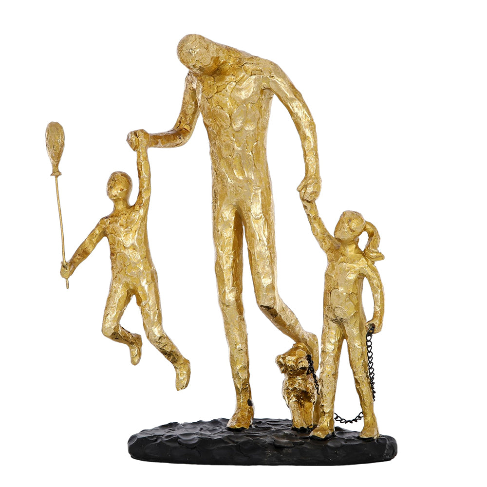 Statue Father & Children Gold 29CM - 900650