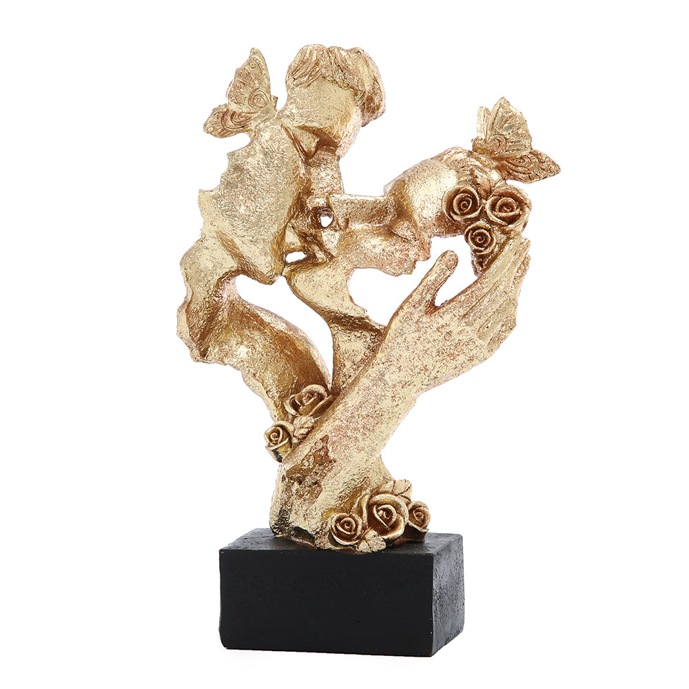 Statue Kissing Couple with Butterflies Gold 29CM - 900663