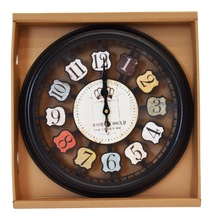 Load image into Gallery viewer, Windmill Clock Black Surround by Colorful Number - 920095
