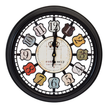 Load image into Gallery viewer, Windmill Clock Black Surround by Colorful Number - 920095
