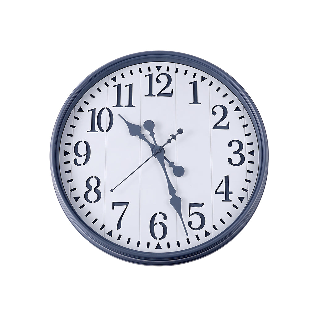 Clock White Shiplap with Grey Surround 46CM - 926081