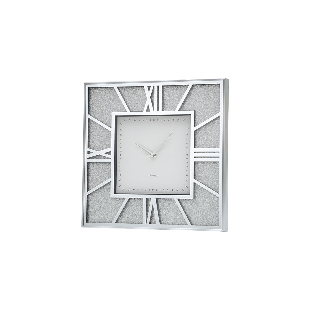 Clock Glitter Square Silver 47CM - 926117