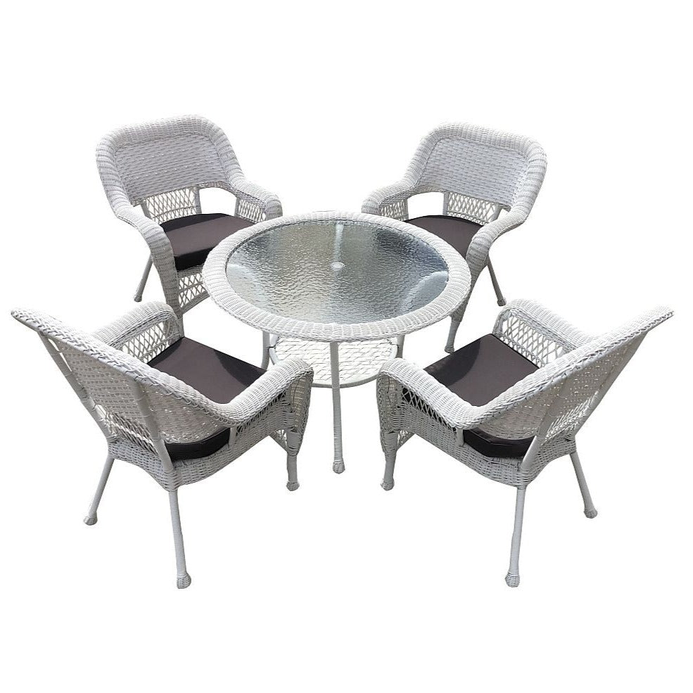 SLF Wicker Dining Setting 5PC Granada White - 974080