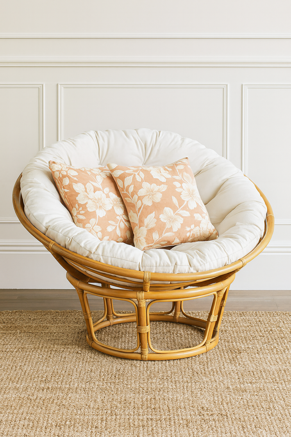 SLF Papasan Chair Rattan Natural with Cream Cushion - 975041
