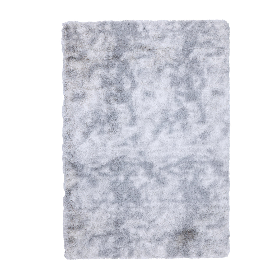 CR Spiral Rug Plush 2Tone Tie Dye Silver 140X200CM - 985889