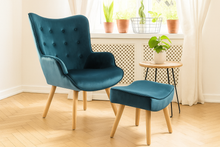 Load image into Gallery viewer, SLF Chair Scandi Blue Velvet With Ottoman - 992264
